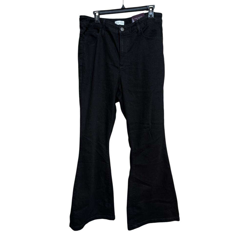 Ava & Viv 17 Juniors Black High‑Rise Flare Jeans Stretch No‑Gap Waist NEW
